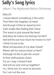 Sally S Song Lyrics Christmas Songs Lyrics Nightmare Before Christmas Songs Nightmare Before Christmas Quotes