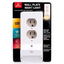 Globe Electric Wall Plate With Led Night Lights Motion Sensor Night Light Outlet Cover With Nightlight Replaces Existing Wall Plate Wish