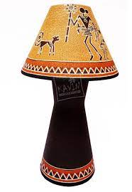 Handmade Lampshades Decorated With Indian Tribal Traditional Art Works Created By Kavin Crafts Pondicherry India Lamp Lamp Shade Lampshade Designs