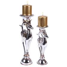 Shop for christmas pillar candles at bed bath & beyond. Melrose Set Of 2 Silver Reindeer Christmas Pillar Candle Holders 16 Target