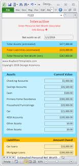 Personal Net Worth Calculator Excel Spreadsheet Statement Template Excel Spreadsheets Net Worth