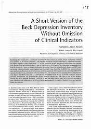 Pdf A Short Version Of The Beck Depression Inventory Without Omission Of Clinical Indicators