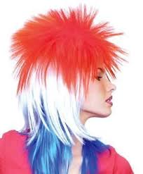 Exceptional Spiky Punk Rocker Red White Blue Hair Halloween Party Wig On Ebay Bright Hair Wig Hairstyles Hair Affair