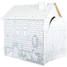 Auf den karton mit einem stift dann eine tür und die fenster aufzuzeichnen. Spielhaus Aus Pappe Fur Drinnen Kartonhaus Kinder H 88cm Weiss Zum Bemalen Piccolino