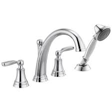 Roman Tub Faucets Get A Modern Deck Mounted Tub Filler Faucet Tagged With Hand Spray Faucetlist Com