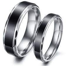 Cheap Men Women Black Stainless Steel Wedding Engagement Ring Jewelry Sets Bands Black Rings Titanium Wedding Rings Promise Rings For Couples