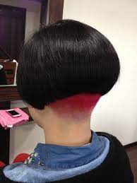 Red Buzz Short Stacked Bob Hairstyles Short Hair Trends Shaved Nape