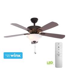 Hampton Bay Wellston 44 In Led Indoor Oil Rubbed Bronze Smart Ceiling Fan With Light Kit And Wink Remote Control Ceiling Fan Bronze Ceiling Fan Oil Rubbed Bronze