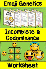 Incomplete Dominance Codominance Emoji Genetics Worksheet Genetics Genetics Activities Middle School Science Resources
