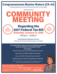Collins also fired back at maxine waters on fox and friends on monday morning, telling the show that maxine is a complete disgrace to the united states and south la and calling for her immediate removal from office. Congresswoman Maxine Waters Community Meeting 2017 Federal Tax Bill Westchester Playa Democratic Club Los Angeles Ca