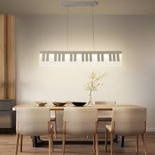 Kitchen & dining room tables. Minimalist 21w White Linear Chandelier 31 50 Long Home Decorative Lights Acrylic Notes Led Pendant Light For Kitchen Dining Table Restaurant Takeluckhome Com