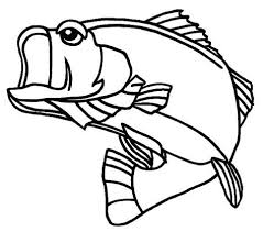 Black line illustration for a leaping bass. Bass Coloring Pages Learny Kids