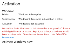 You find your windows 10 os is not activated and you lost the product key? Windows 10 Enterprise E3 Activation