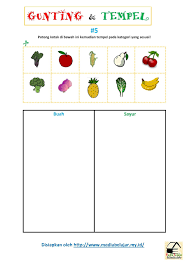 (menyebutkan urutan kegiatan dengan topik di lingkungan sekolah). Gunting Dan Tempelkan Gambar Sesuai Kategori Buah Vs Sayur