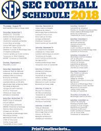 Printable Sec Conference Football Schedule Sec Football Football Conference Alabama Football Schedule