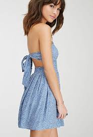Abstract Self Tie Back Dress Strapless Casual Dress Strapless Dresses Short Cute Strapless Dresses