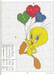 Tweety Bird Cross Stitch Pattern Tweety I Wuv You Disney Cross Stitch Patterns Disney Cross Stitch Cross Stitch For Kids