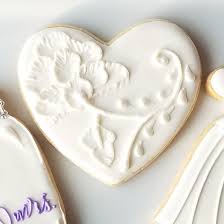 Butter, sugar, egg, vanilla, flour, baking powder, salt. Heart Wedding Themed Decorated Sugar Cookies Cakery Creation