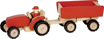Traktor kinder spielzeug holzspielsachen kinderspielzeug spielzeug traktor holzspielzeug stofftiere spielzeug holzspielzeug selber bauen. Kinderspielzeug Traktor Mit Anhanger In Rot Holz Spielzeug Peitz