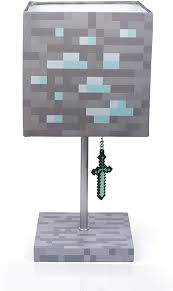 Amazon Com Minecraft Diamond Ore Block Led Lamp W 3d Diamond Sword Puller 14 Inch Lamp Home Improvement