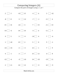 Integers and absolute value worksheets. Comparing Integers From To Basic Practice For Grade Math Worksheets Sums Free Grade 7 Math Worksheets Integers Worksheet Quarters Dimes Nickels And Pennies Worksheet English Answer Sheet Mental Math Addition And Subtraction