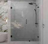Puerta de ducha de vidrio de corte personalizado a medida, puerta de ducha  de vidrio sin marco de 3/8 pulgadas de grosor y panel fijo con accesorios  ...
