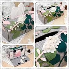 Sewing Art Felt Cloth Tissue Case Pull Type Paper Towel Box Creative Scandinavian Flower Style Napkin Case Felt Diy Package Felt Diy Tissue Case Box Covers Diy