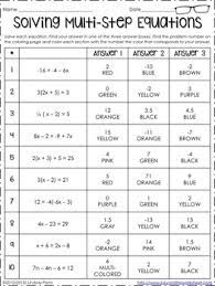 .equations worksheet solving multi step equations worksheet answers worksheetworks.com solving multi step equations worksheet answersd choose your own adventure systems of equations elimination worksheet domain 2 expressions and equations worksheet two step. Multi Step Equations Coloring Worksheet By Lindsay Perro Tpt