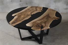 Custom Round Resin Table Made Of Walnut Black Epoxy Table Etsy Walnut Coffee Table Modern Resin Table Walnut Coffee Table