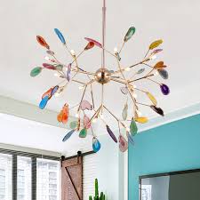 Novelty Colorful Chandelier 12 48 60w 4 16 20 Agate Firefly Led Chandeliers In Gold Finish For Kids Room Bedroom Restaurant Beautifulhalo Com