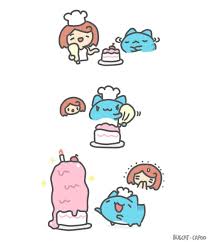 蛋糕的奶油最好吃了 話說今天是亞拉的生日喔xd 貓貓蟲 咖波 貓貓蟲咖波 bugcat capoo 貓 cat 插畫 illustration comics character fictional characters