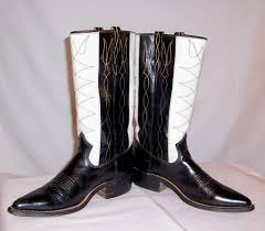 Black And White Cowboy Boots Mens Men S 1940 S Johnnie Walker Black White Cowboy Boots Found On Ruby Lane White Cowboy Boots Vintage Cowboy Boots Johnnie Walker Black