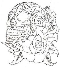Skull And Roses Coloring Page Coloring Sky In 2020 Skull Coloring Pages Tattoo Coloring Book Rose Coloring Pages