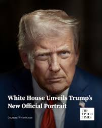 The photograph breaks with tradition and shows the president in dramatic  lighting with a serious demeanor. (Continues in comments)