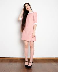 60s Pink Dress Peter Pan Collar Dress Cotton Pink Dress Bishop Mod 1960s Dress Stranger Things Pink Cotton Dress Peter Pan Collar Dress Dresses