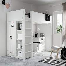 208 cm, distanza tra pavimento e base letto: Smastad Letto A Soppalco Bianco Bianco Con Scrivania Con 4 Cassetti Ikea It