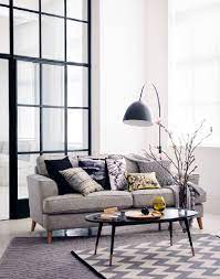 This Is A Contemporary Pared Back Look In A Muted Palette Here Shown In This Grey Soft With Stand O Floor Lamps Living Room Living Room Diy Living Room Designs