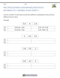 Multiplication and division decimals worksheets. Decimal Division Worksheets