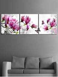 Flowers And Butterfly Print Unframed Split Canvas Paintings Huge Wall Art Canvas Wall Art Wall Painting