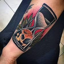 Featuring an american bald eagle, representing freedom, liberty and patriotism, and a pair of crossed rifles with bayonets representing classic army weaponry, this brand is bright and the sudden injections of yellow on the wings and beak of the eagle, as. 50 Traditional Hourglass Tattoo Designs For Men Passage Of Time Hourglass Tattoo Tattoo Designs Men Traditional Tattoo Man
