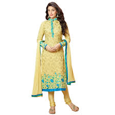 Fabfirki Yellow Chiffon Unstitched Dress Material For Women Top Fabric Chiffon Battom Santoon Inner Sant Fashion Dress Materials Womens Dresses