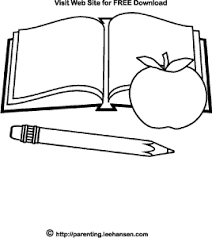 Printable School Pencil Book And Apple Coloring Page Free Download School Coloring Pages Apple Coloring Pages Coloring Pages