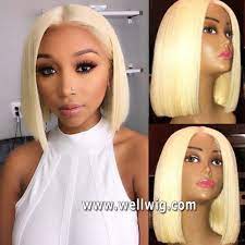 613 Lightest Blonde Short Bob Front Lace Human Hair Wigs Messy Bob Hairstyles Bob Hairstyles Short Bob Hairstyles