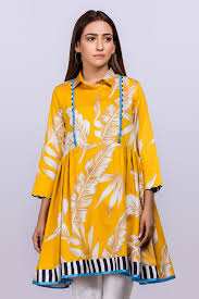 printed cotton satin kurti alkaram studio