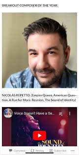 What an honor to be recognized as Breakout Composer of the Year and Empire  Queen receiving Best Fantasy Score. Thanks so much to Jon Monsell and Movie  Music International! Empire Queen is