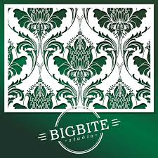 Free design vector, vector file download for cnc and laser : Floral Damask Pattern Stencil Art Nouveau Wallpaper 103 Bigbite Studio Print Transfers