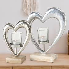 With a tealight inside, the light bounces off the sharps of glass, which gives a stunning atmosphere. 2x Wind Tea Light Candle Holder Stand Dining Room Alu Candlestick Silver Heart Wood Etc Shop Lamps Furniture Technology Household All From One Source Etc Shop