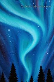 Starry Night Aurora Borealis Painting Night Sky Wall Art Galaxy Painting Northern Lights Oil Northern Lights Art Aurora Borealis Art Northern Lights Painting