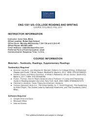 ENG 1301 US--COLLEGE READING AND WRITING INSTRUCTOR INFORMATION COURSE  INFORMATION