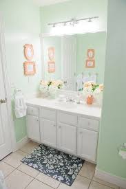 En Suite Touch Up Wall Colour Mint For Main Bath Over Mirror Lights For En Suite With Images Coral Bathroom Bathroom Decor Green Bathroom